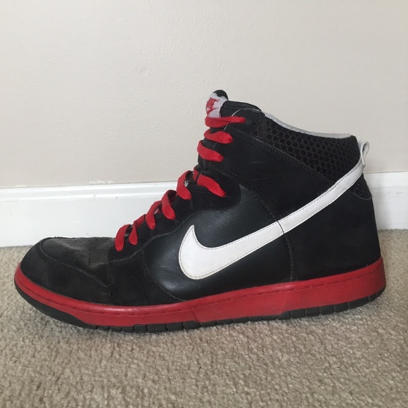 red black white nike high tops